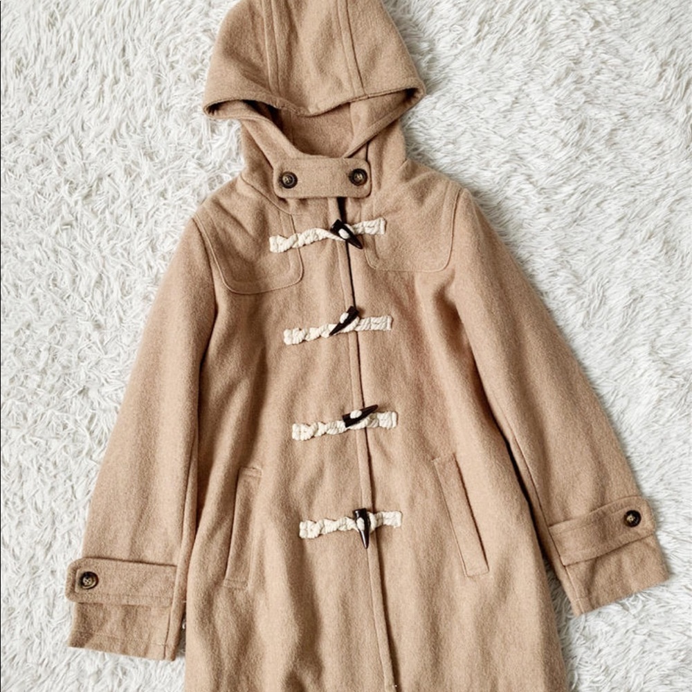 Women’s Wool Blend Hooded Tan peacoat
